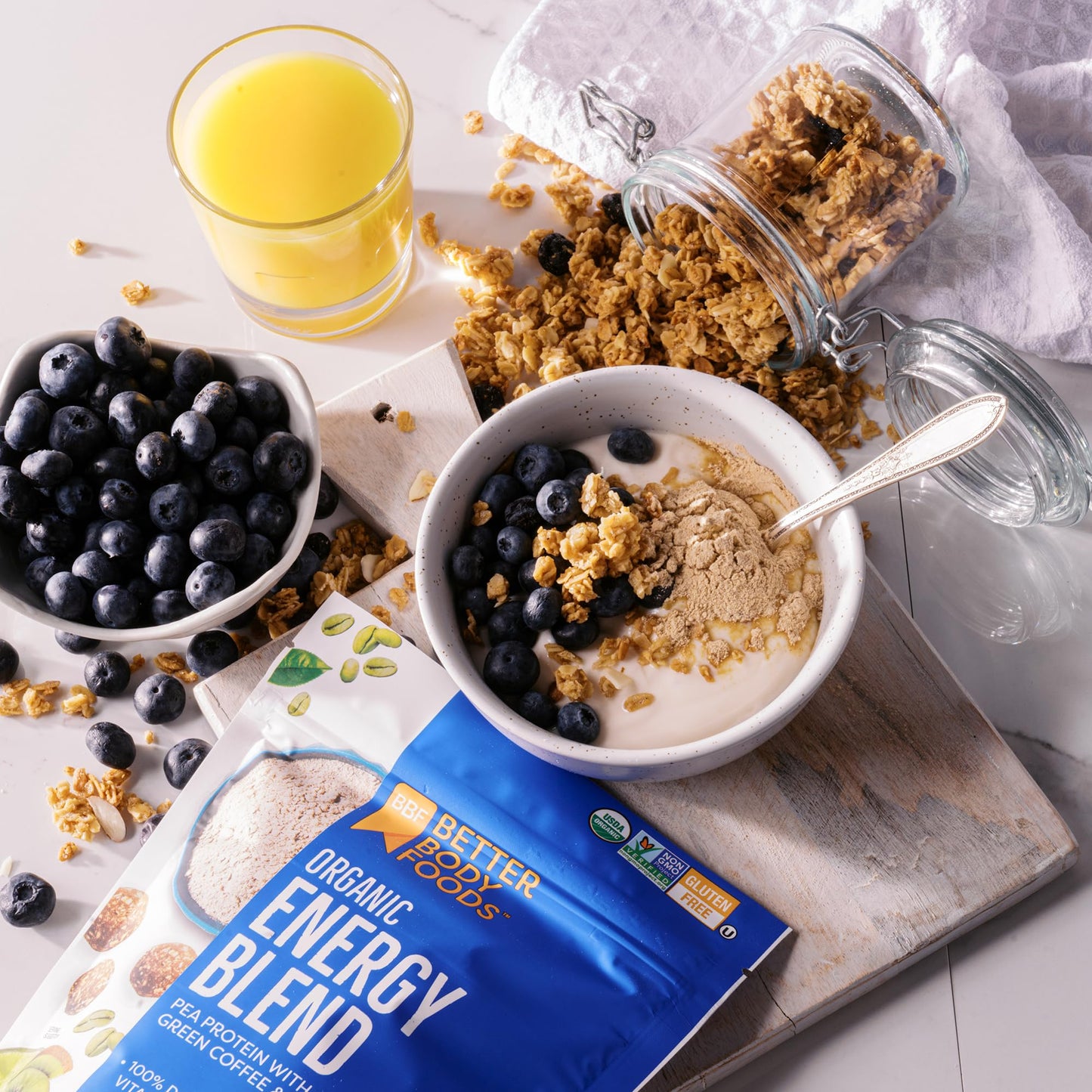 BetterBody Foods Organic Energy Blend, Plant-Based Protein Blend made with Naturally Energizing Green Coffee Extract and Maca, Gluten-free, Non-GMO