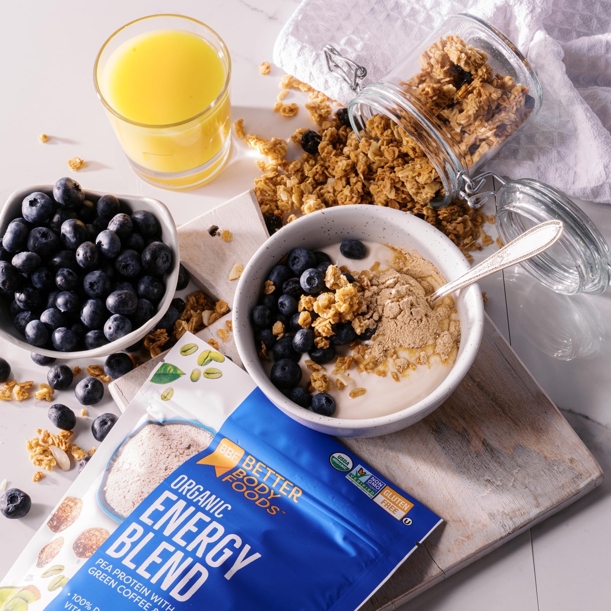 BetterBody Foods Organic Energy Blend, Plant-Based Protein Blend made with Naturally Energizing Green Coffee Extract and Maca, Gluten-free, Non-GMO