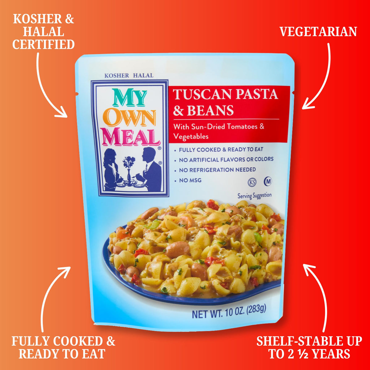 My Own Meal, Tuscan Pasta & Beans, Kosher, Halal, Shelf stable meal