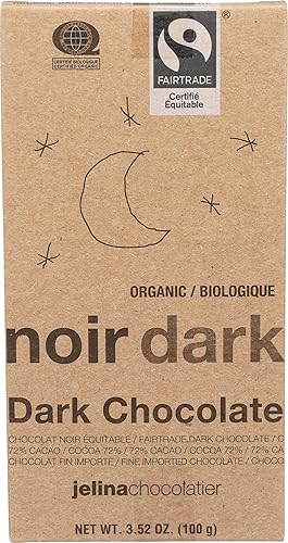 Jelina Chocolatier Organic 72% Dark Chocolate Bar, 3.52 OZ
