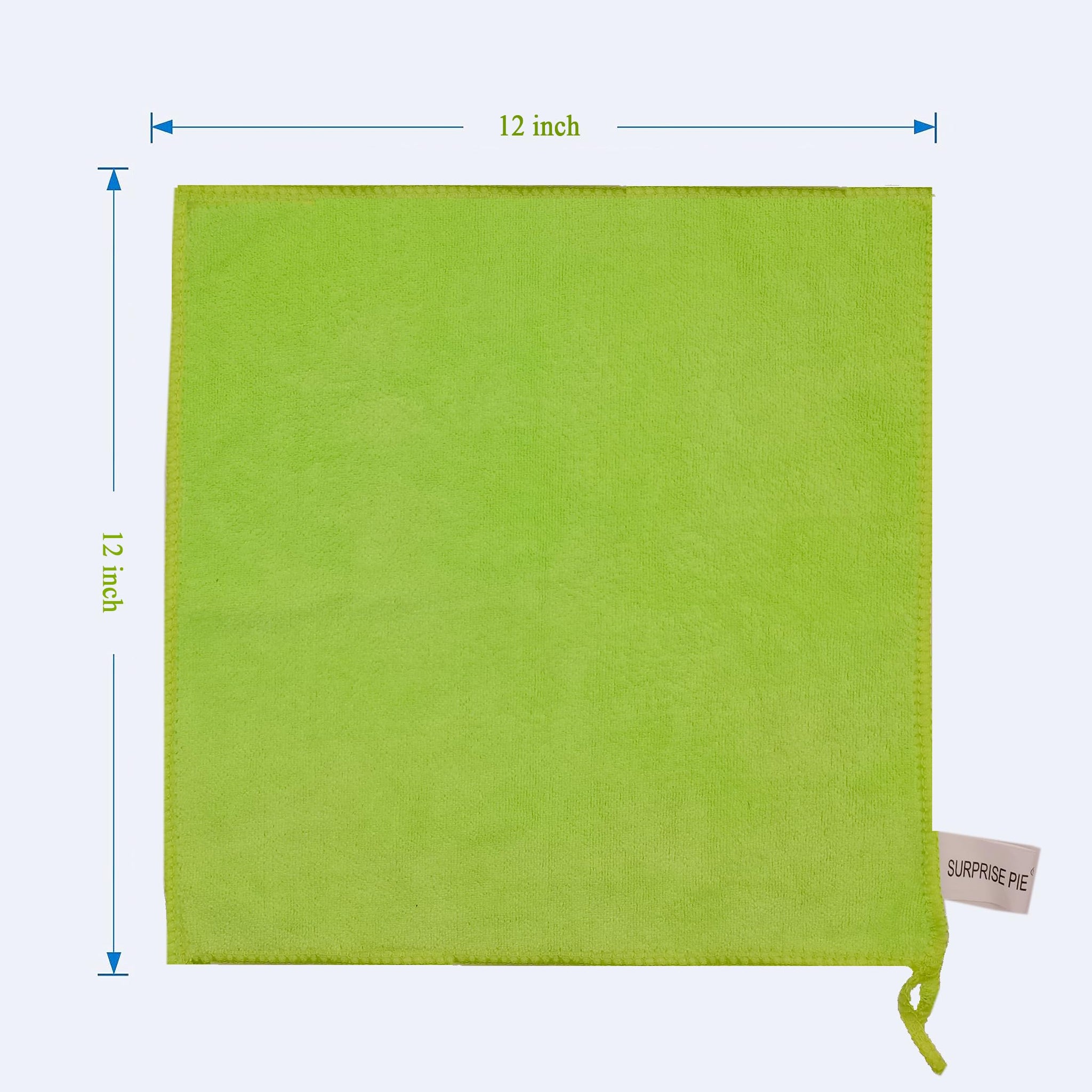SURPRISE PIE Microfiber Cleaning Cloth for Kitchen Housekeeping Dish Electronics Dust Rags Thick Lint Free Car Wash DryingTowel (12"x12") Green-6 Pack