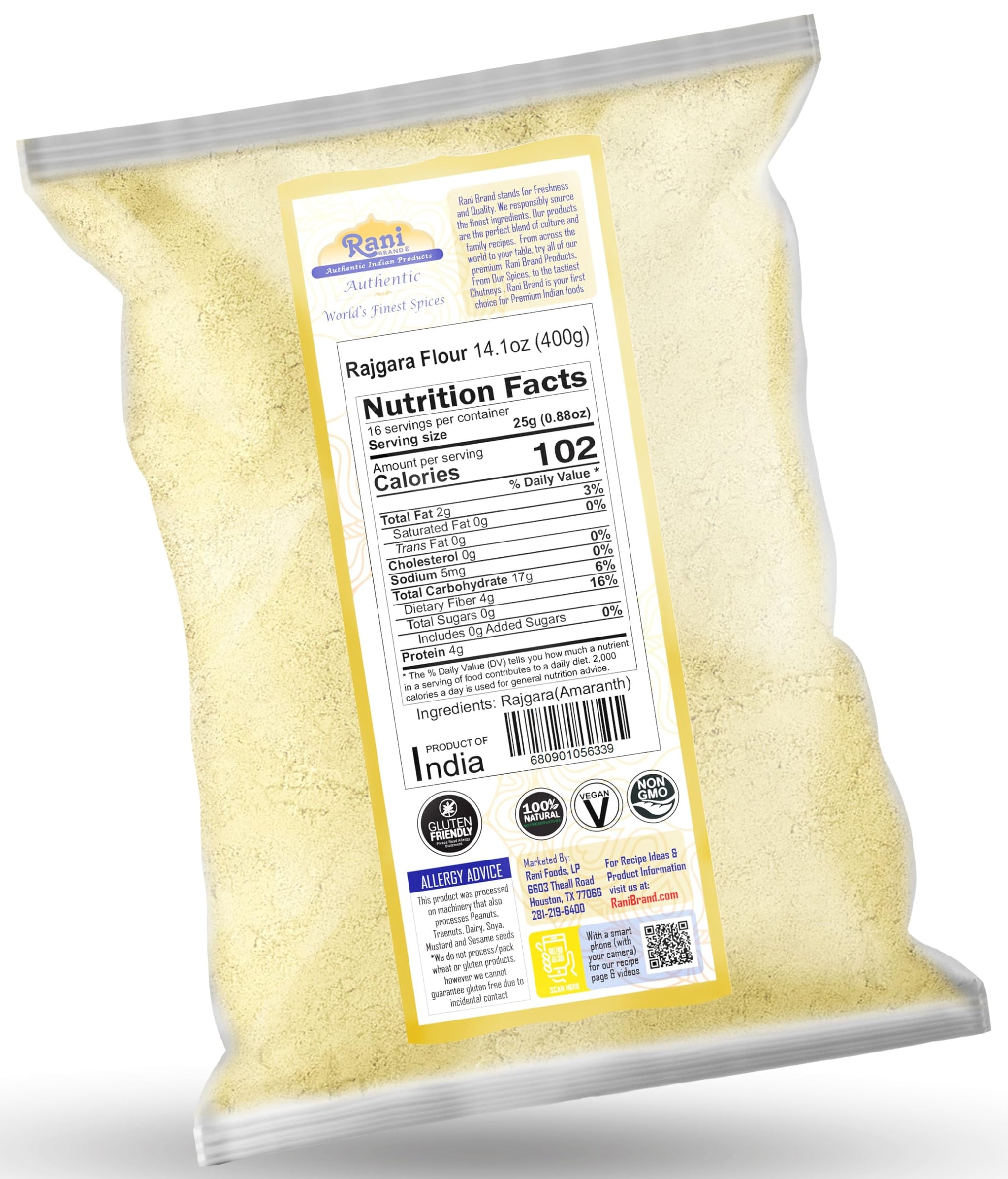 Rani Rajgara Flour (Amaranth flour) 14oz (400g) ~ All Natural | Vegan | Gluten Friendly | NON-GMO | Kosher | Indian Origin