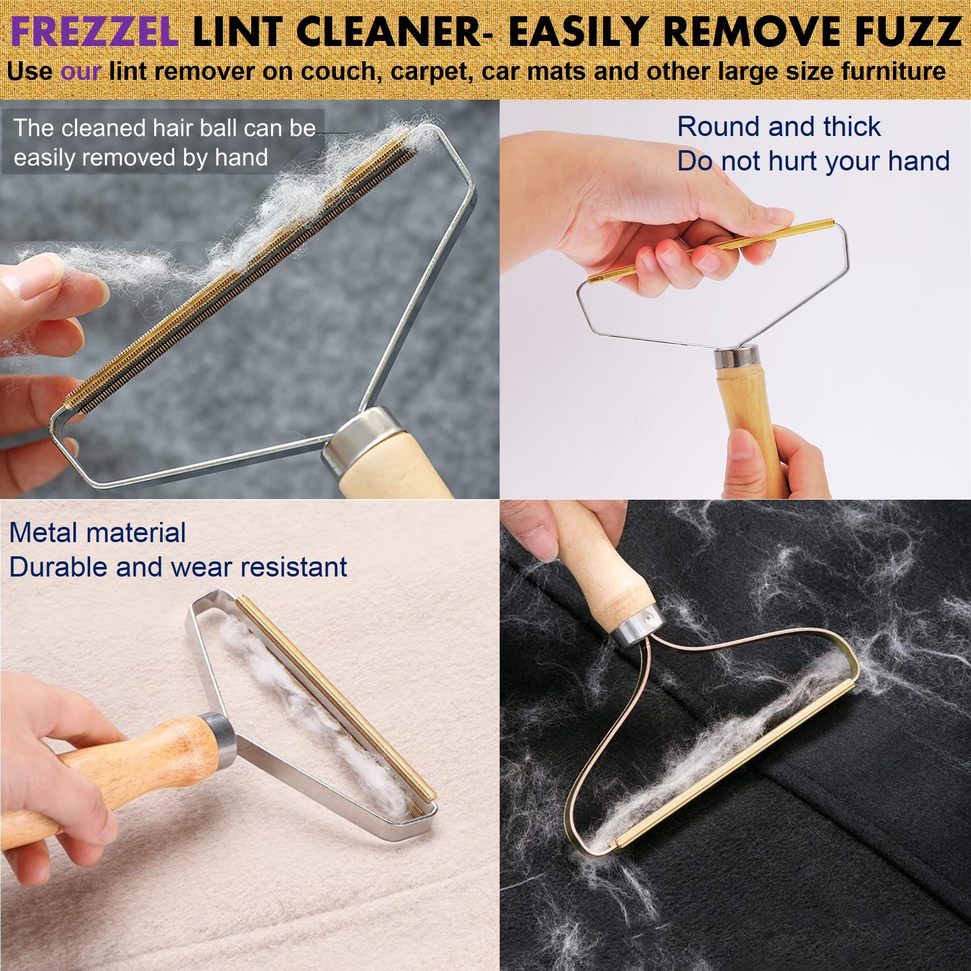 FREZZEL Pack of 2 Pet Hair Remover, Ultimate Dog and Cat Hair Removal Tool for Couch, Carpet, Car Upholstery, Rugs, Clothes and Cashmere Coats