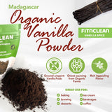 1oz Organic Madagascar Vanilla Bean Powder. Certified USDA Organic. Ground whole Gourmet Pods by FITNCLEAN VANILLA| Raw Natural Unsweetened No