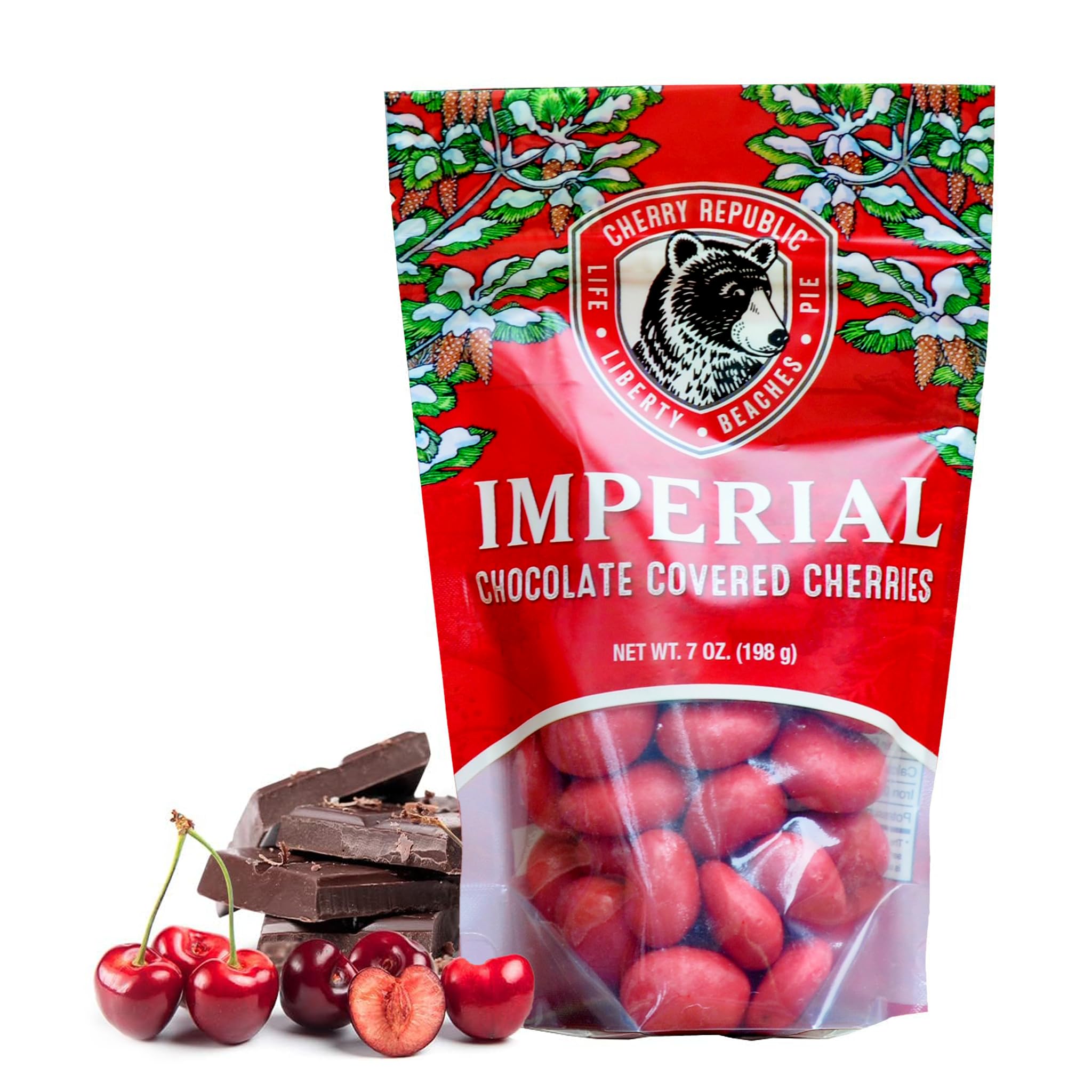 Cherry Republic Imperial Milk Chocolate Covered Cherries, 7 oz - Real Dried Michigan Chocolate Cherries Topped off with Red Cherry Confection