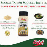 Sadaf Organic Sesame Tahini Squeeze Bottle 12.35 oz - 100% Organic Sesame Paste for Hummus, Dressings & Dips