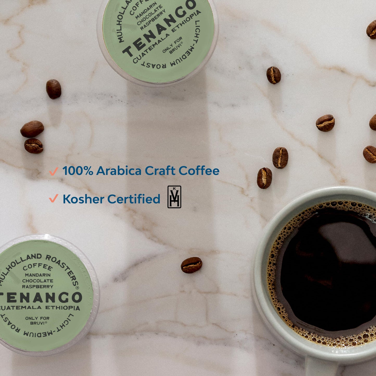 Mulholland Roasters | Tenango Coffee Single Cup B-Pods | Only Compatible with BRUVI Single-Serve Coffee Brewer | Includes 60 Pods