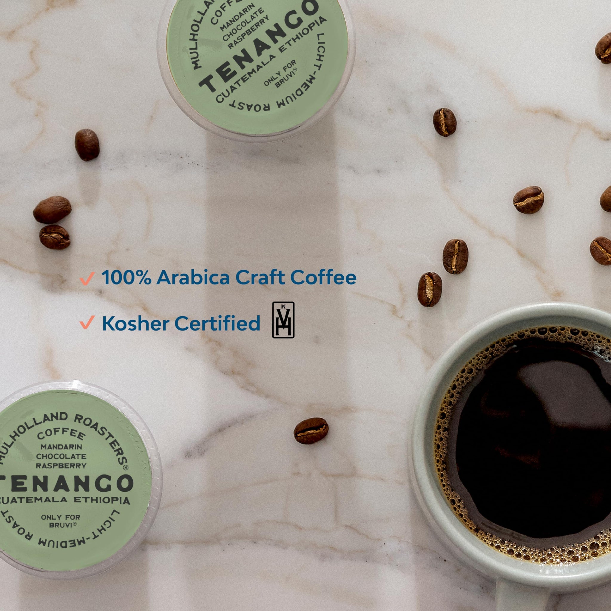 Mulholland Roasters | Tenango Coffee Single Cup B-Pods | Only Compatible with BRUVI Single-Serve Coffee Brewer | Includes 60 Pods