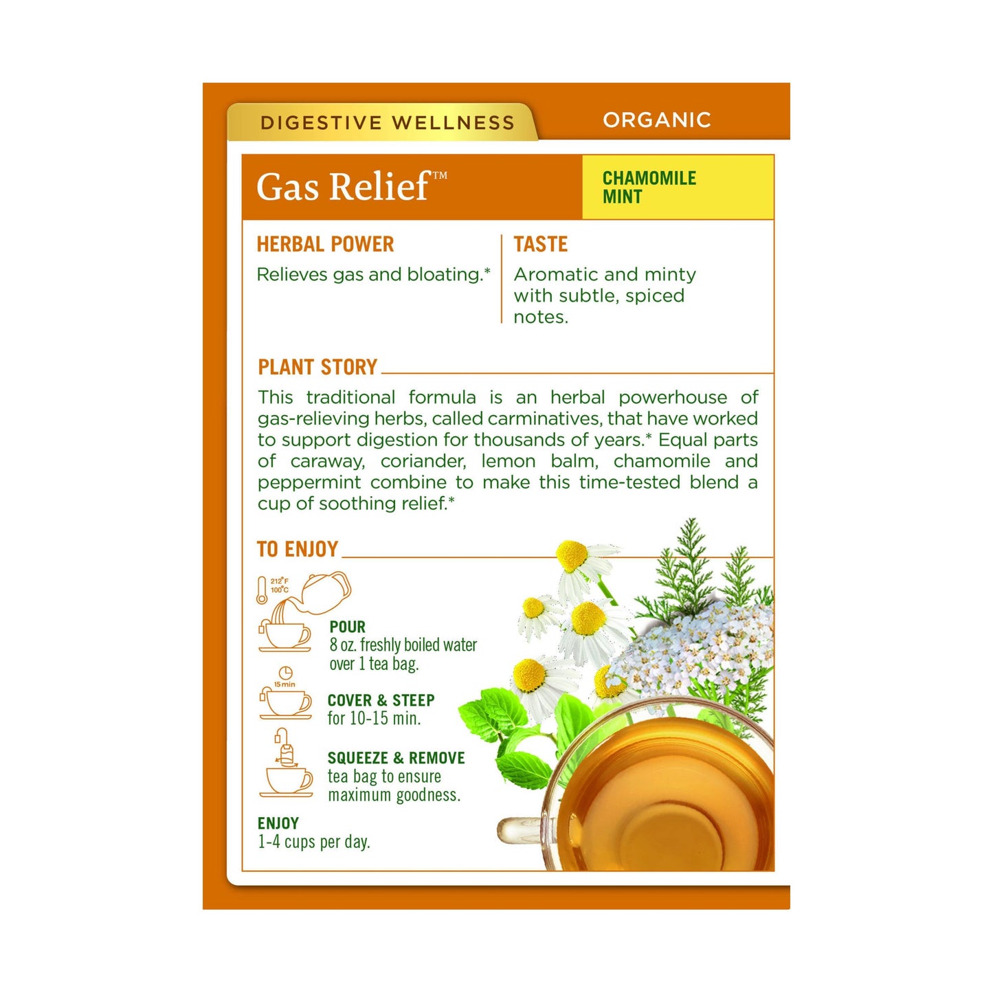 Traditional Medicinals, Tea Organic Gas Relief, 16 Bags