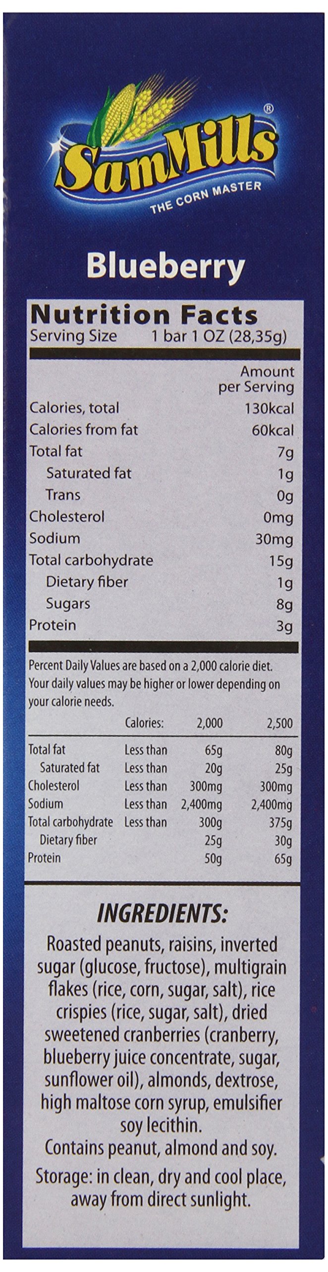Sam Mills Gluten Free Granola Bars, Blueberry, 5 Count ( 1 oz Bars )