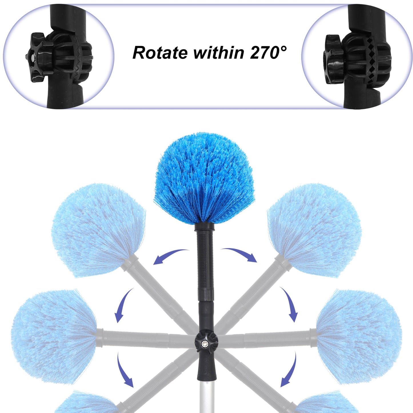 Twist-On Cobweb Duster Head, Soft Bristles Spider Web Duster Brush, Fits Standard 3/4 inch Threaded Poles