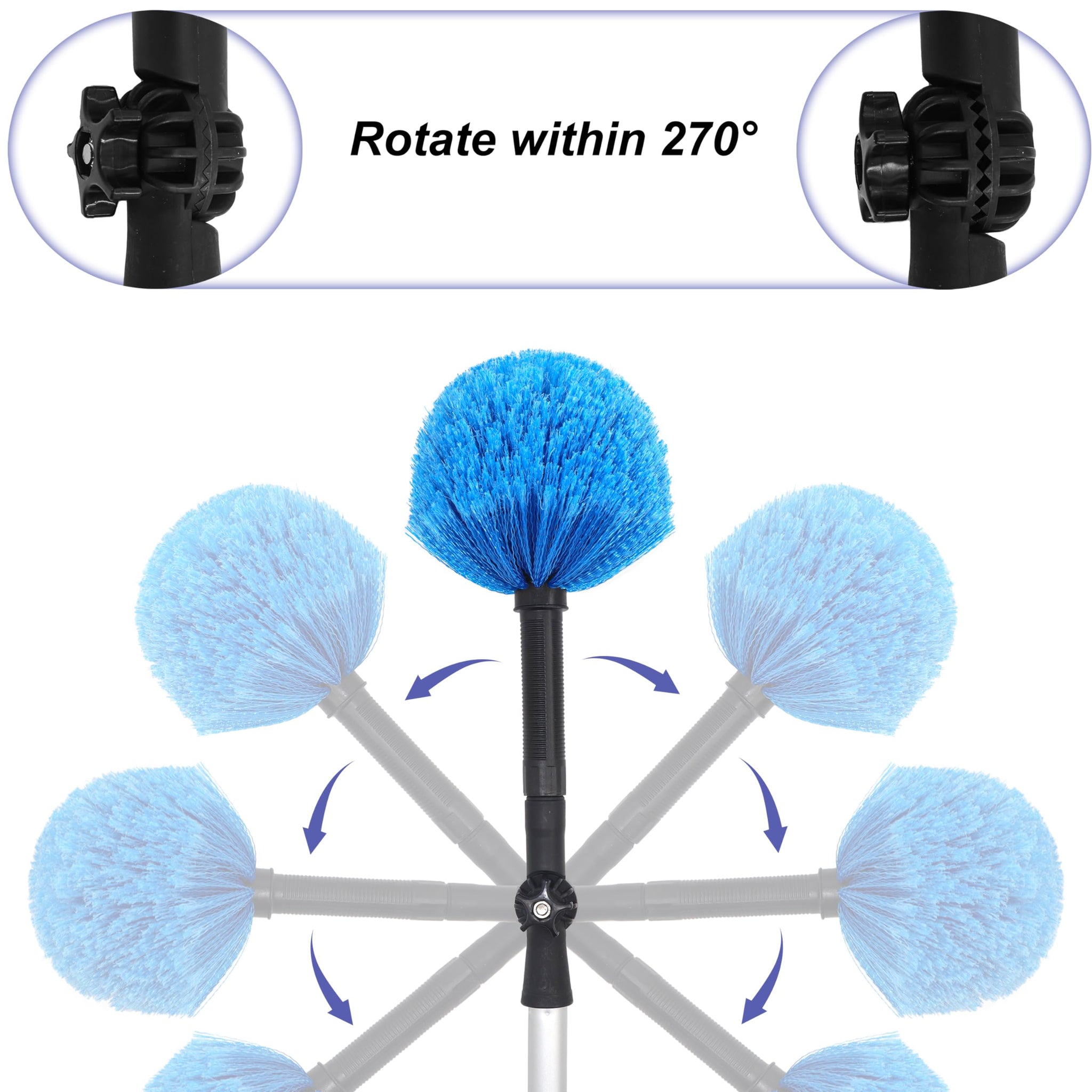 Twist-On Cobweb Duster Head, Soft Bristles Spider Web Duster Brush, Fits Standard 3/4 inch Threaded Poles