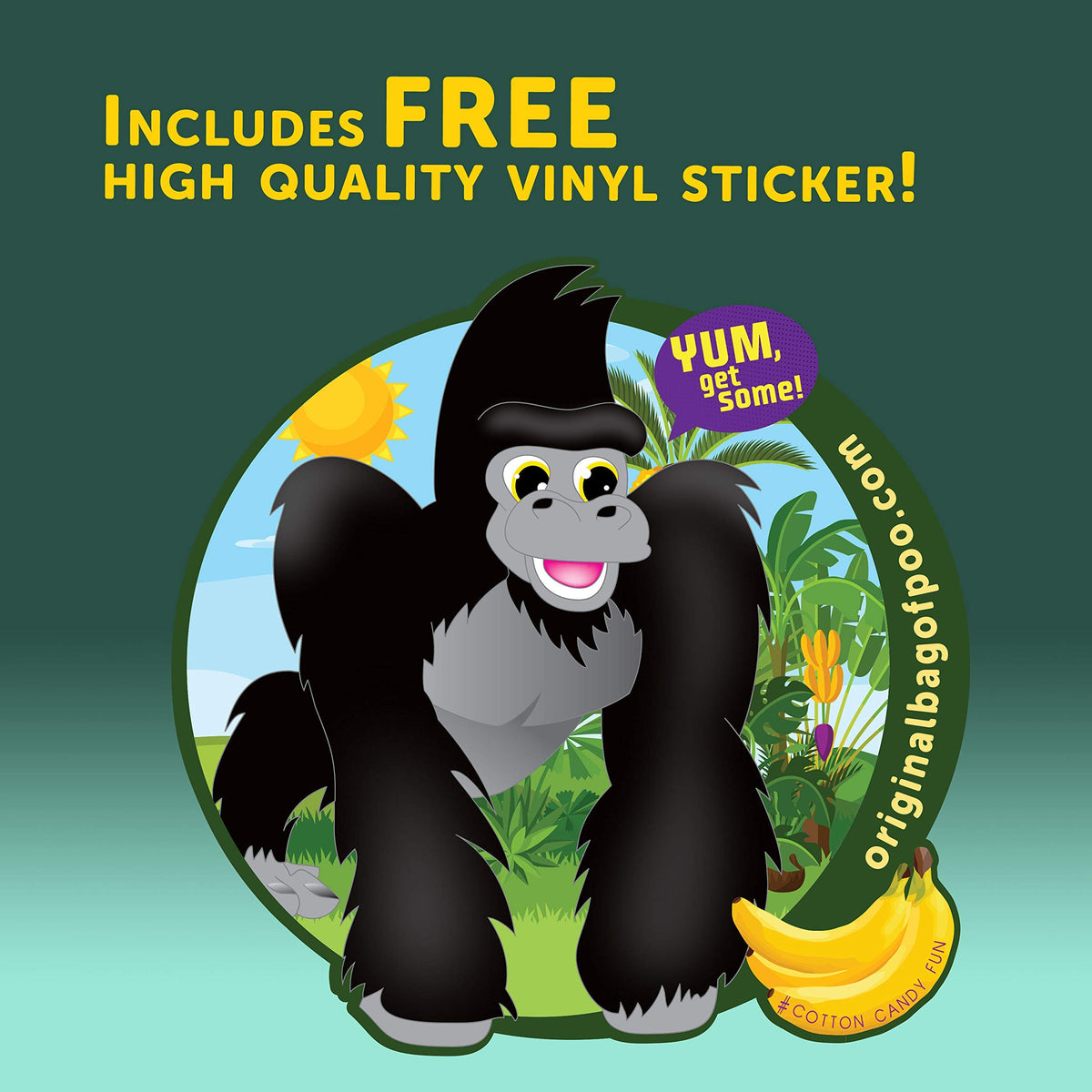 The Original Bag of Poo®, Gorilla Poo (Banana Flavor Cotton Candy) Novelty Poop Gag Gift. Free sticker inside.