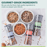 Soeos Spice Seasoning Set of 3, 4.98 oz(142 g), with Integrated Grinders, Salt and Pepper Grinder Set, Spicy Garlic, Garlic & Herbs, BBQ Seasoning