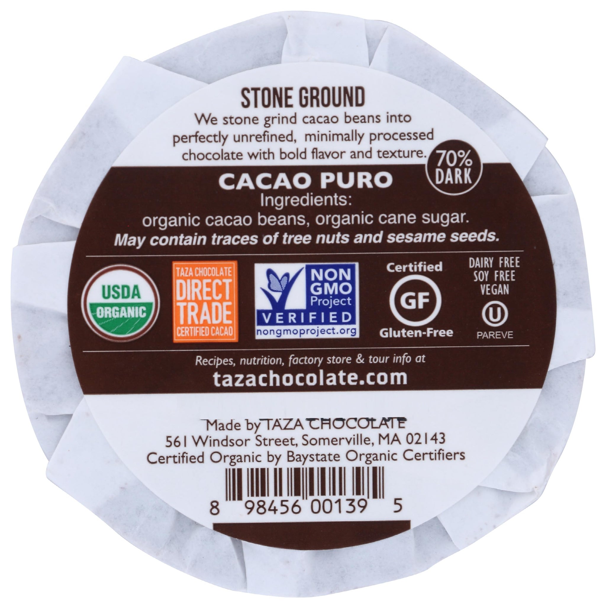 Taza Chocolate Organic Mexicano Disc 70% Dark Chocolate, Cacao Puro, 2.7 Ounce (1 Count), Vegan