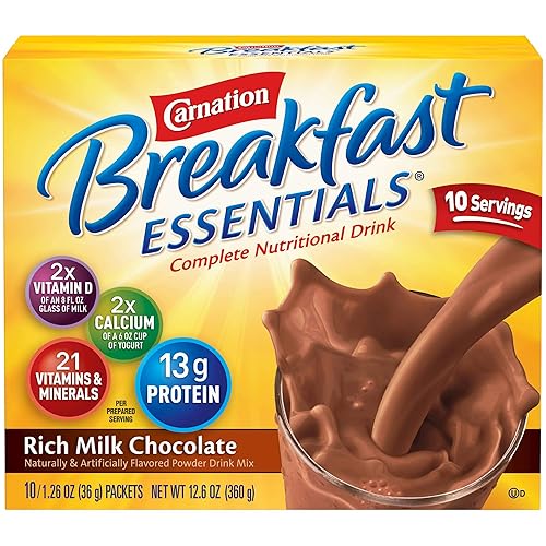 Nestle Carnation Instant Breakfast Rich Milk Chocolate 10 pk Nutritional Energy Drink 12.6 oz (Pack of 6)