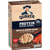 Quaker Protein Instant Oatmeal, Maple Brown Sugar, 12g Protein per Serving, Whole Grains, No Artificial Flavors, No Added Colors, 2.11 oz Packets, (6