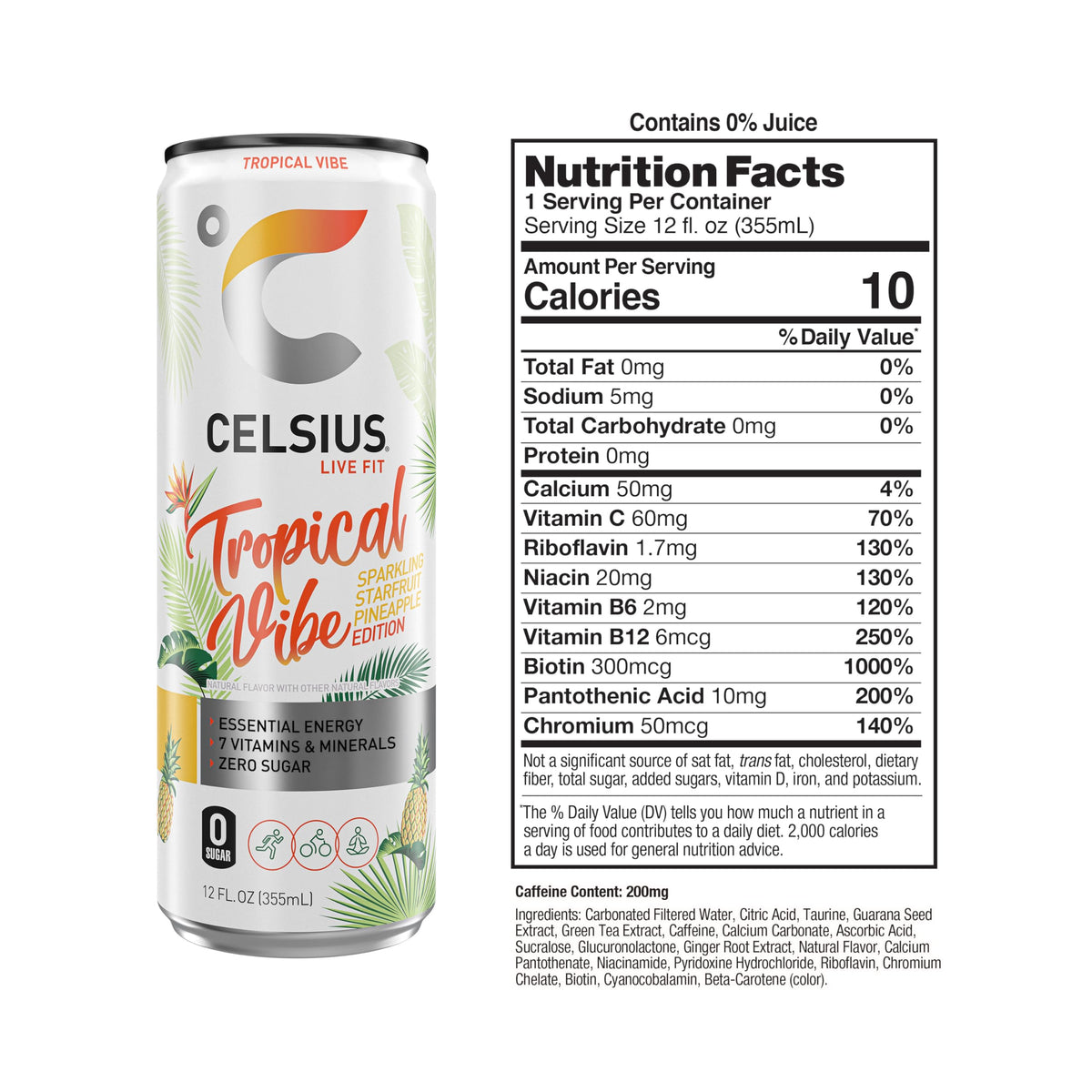CELSIUS® Zero Sugar Energy Drink & Powder Stick Bundle, Tropical Vibe