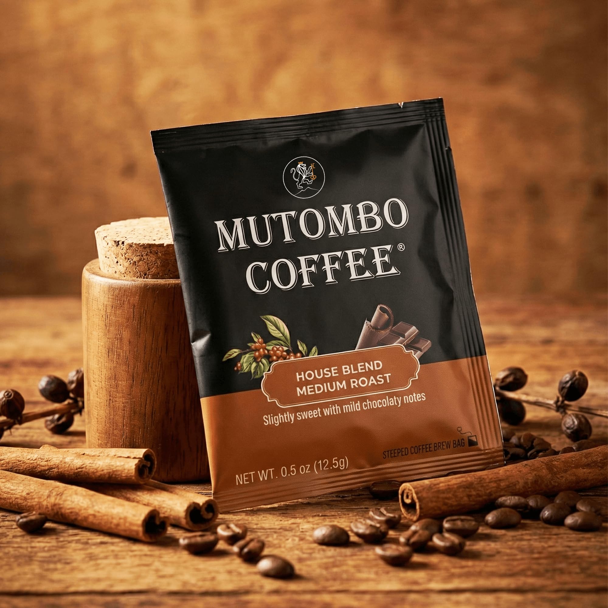 Mutombo Medium Roast Coffee Sachets | Single Serve Pouches | House Blend Coffee Packets | 0.5oz (12.5g) | Gourmet Balanced Acidity, 100% Arabica