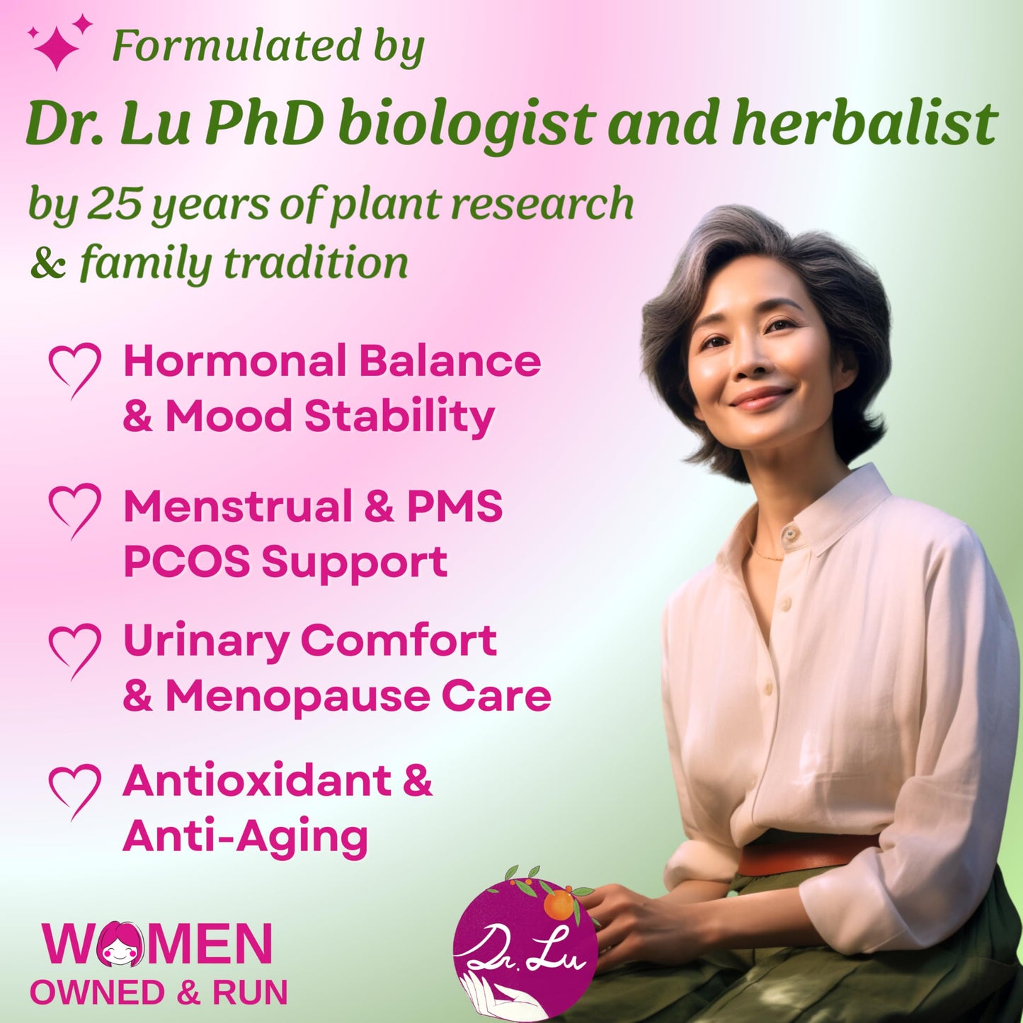 Dr. Lu's Happy Girl Tea | 100% Natural Herbal Tea for Hormone Balance, Menstrual, PMS, PCOS & Menopause | Antioxidant & Anti-Aging Rose Tea