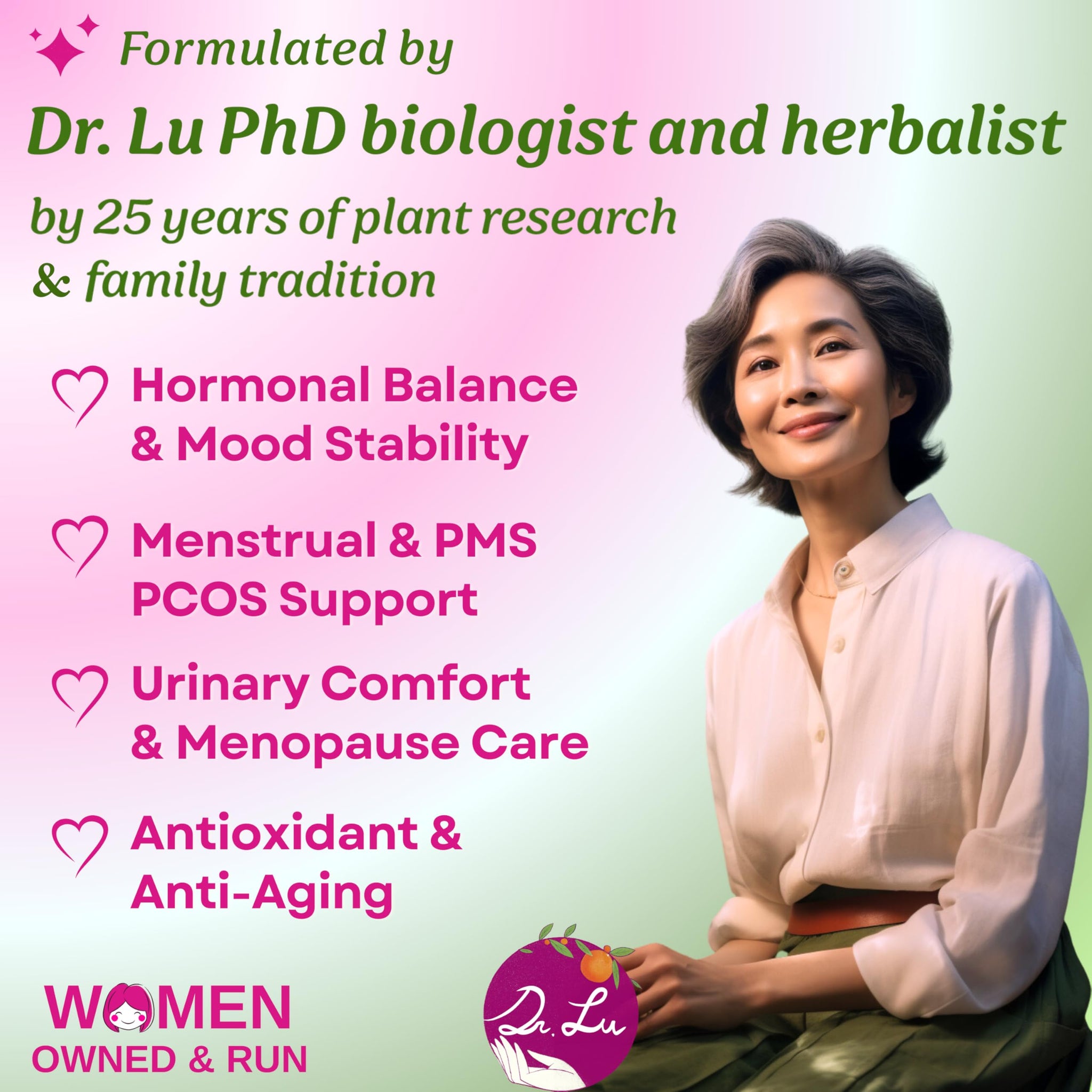 Dr. Lu's Happy Girl Tea | 100% Natural Herbal Tea for Hormone Balance, Menstrual, PMS, PCOS & Menopause | Antioxidant & Anti-Aging Rose Tea