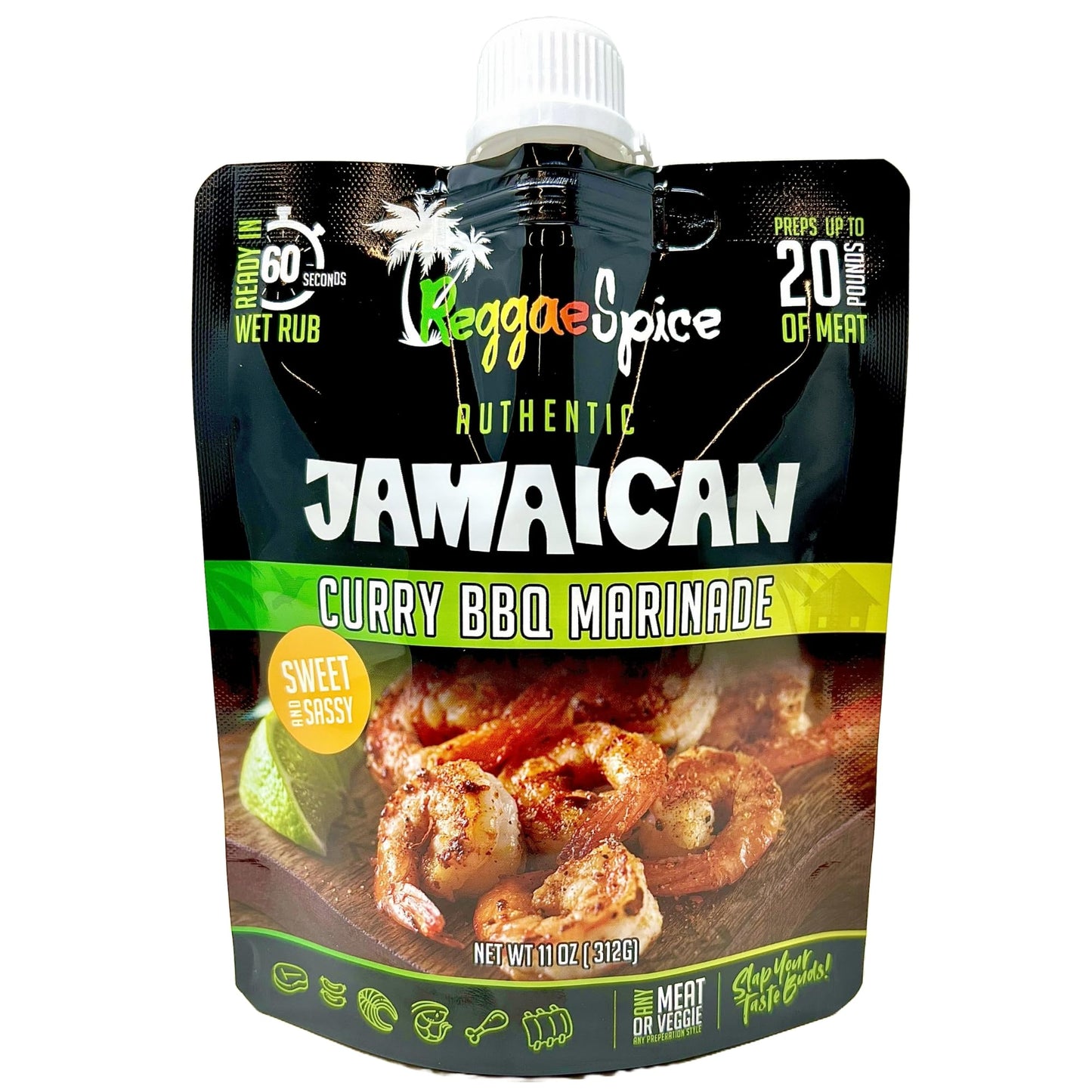 Reggae Spice Jamaican Curry Jerk BBQ Marinade | 60-Second Authentic Wet Rub Seasoning Sauce for Cooking Meats | Gluten Free, Vegan, and Keto Friendly