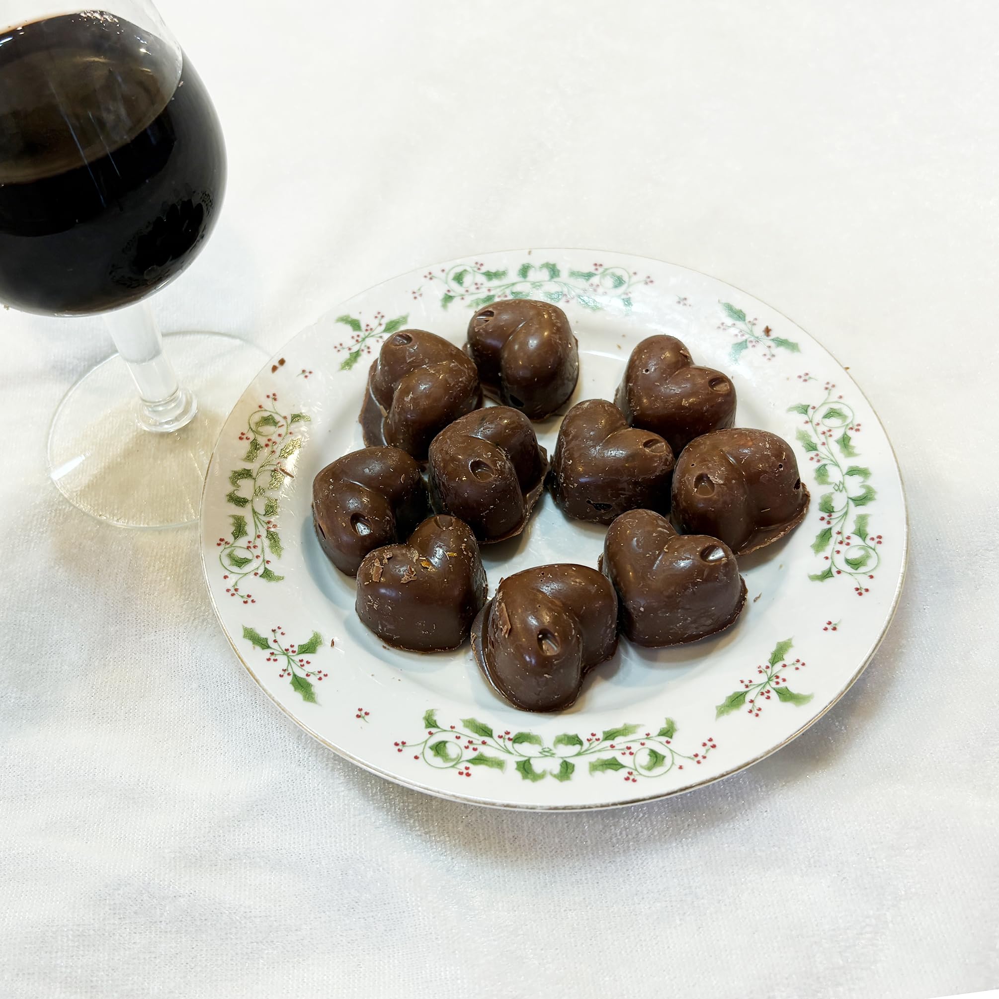 10-Piece 3 OZ Chocolate Gourmet Homemade Snack with Nuts Raised Heart Shape Chocolate-RAISEHEART-NPF