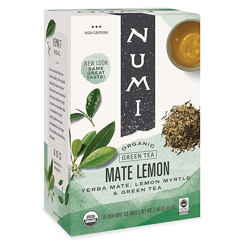 Numi Organic Tea Mate Lemon, Yerba Mate, Green Tea and Lemon Myrtle, 54 Green Tea Bags