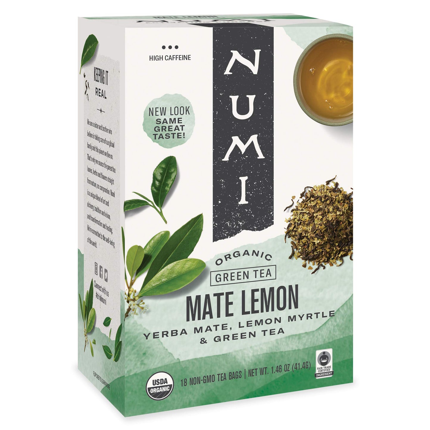 Numi Organic Tea Mate Lemon, Yerba Mate, Green Tea and Lemon Myrtle, 54 Green Tea Bags