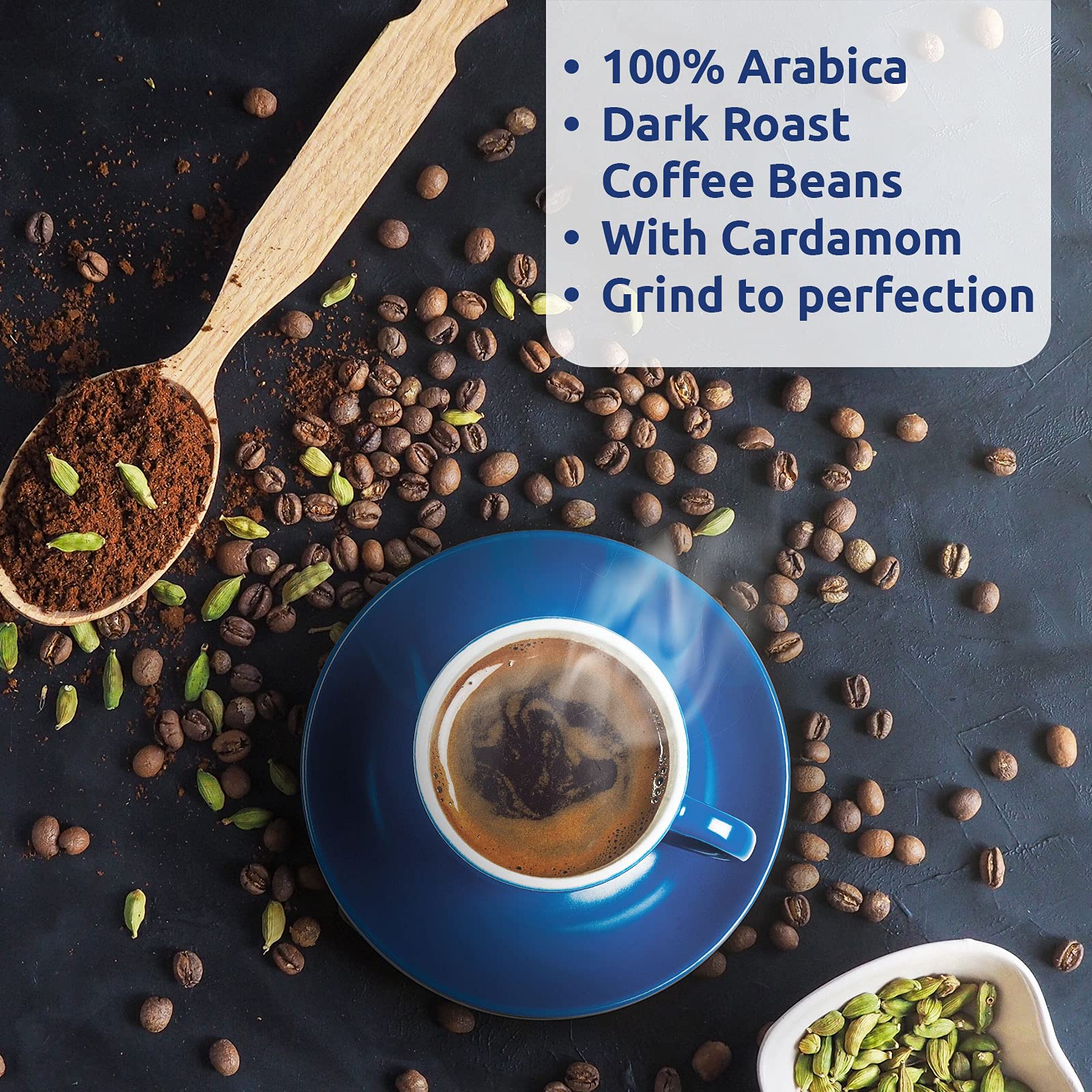 Café Najjar, Turkish Coffee with Cardamom, 450 Gr, 100% Arabica Coffee Beans, Ground Coffee, Dark Roast, Lebanese Coffee, Arabic Coffee, Coffee