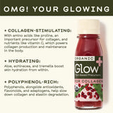 Greenhouse Juice Organic Glow Wellness Shots 12-Count 60ml Glass Bottles, Sweet + Tart Pomegranate + Apple Flavor, Vegan & Gluten-Free