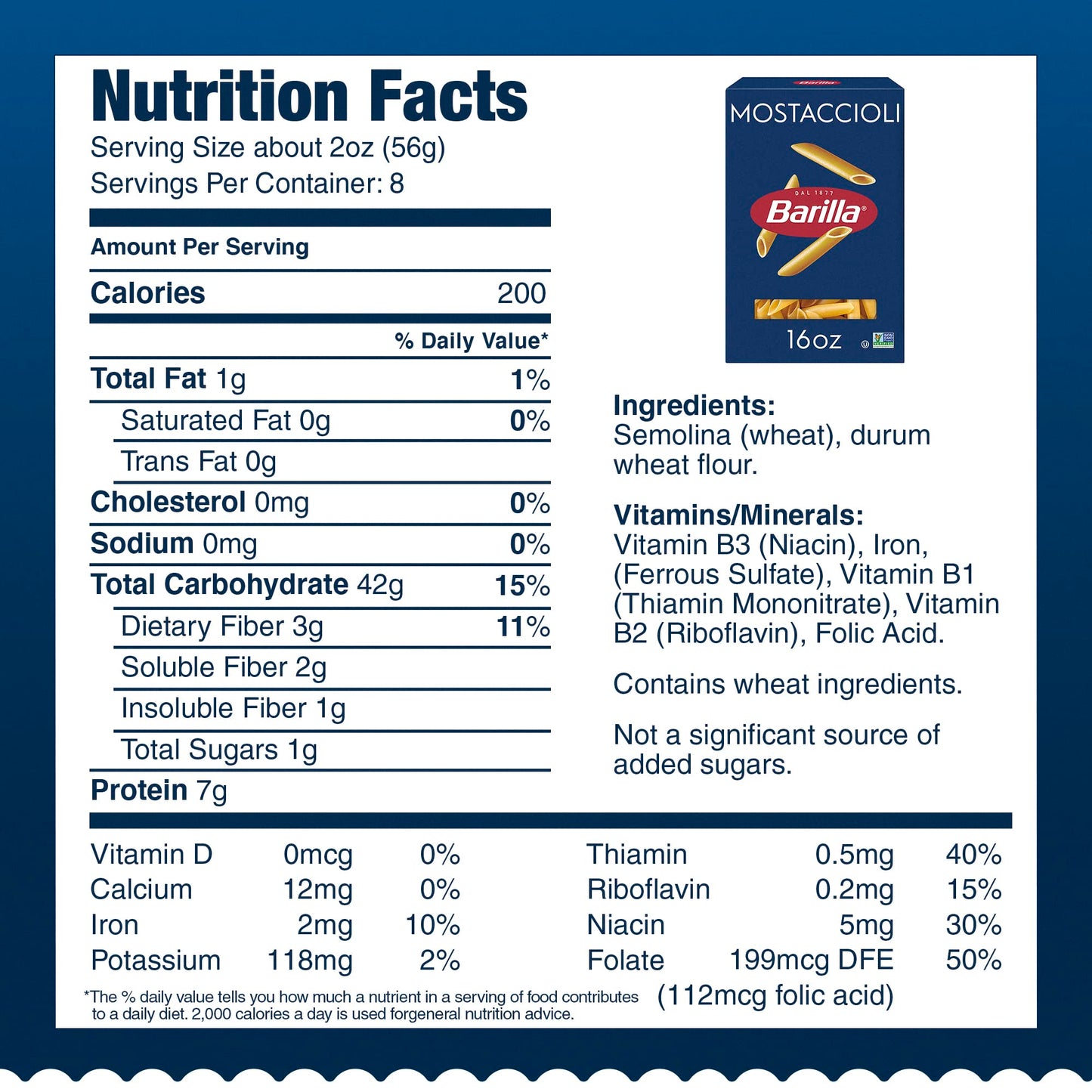 Barilla Mostaccioli Pasta, 16 oz. Box (Pack of 12) - Non-GMO, Made with Durum Wheat Semolina - Kosher Certified