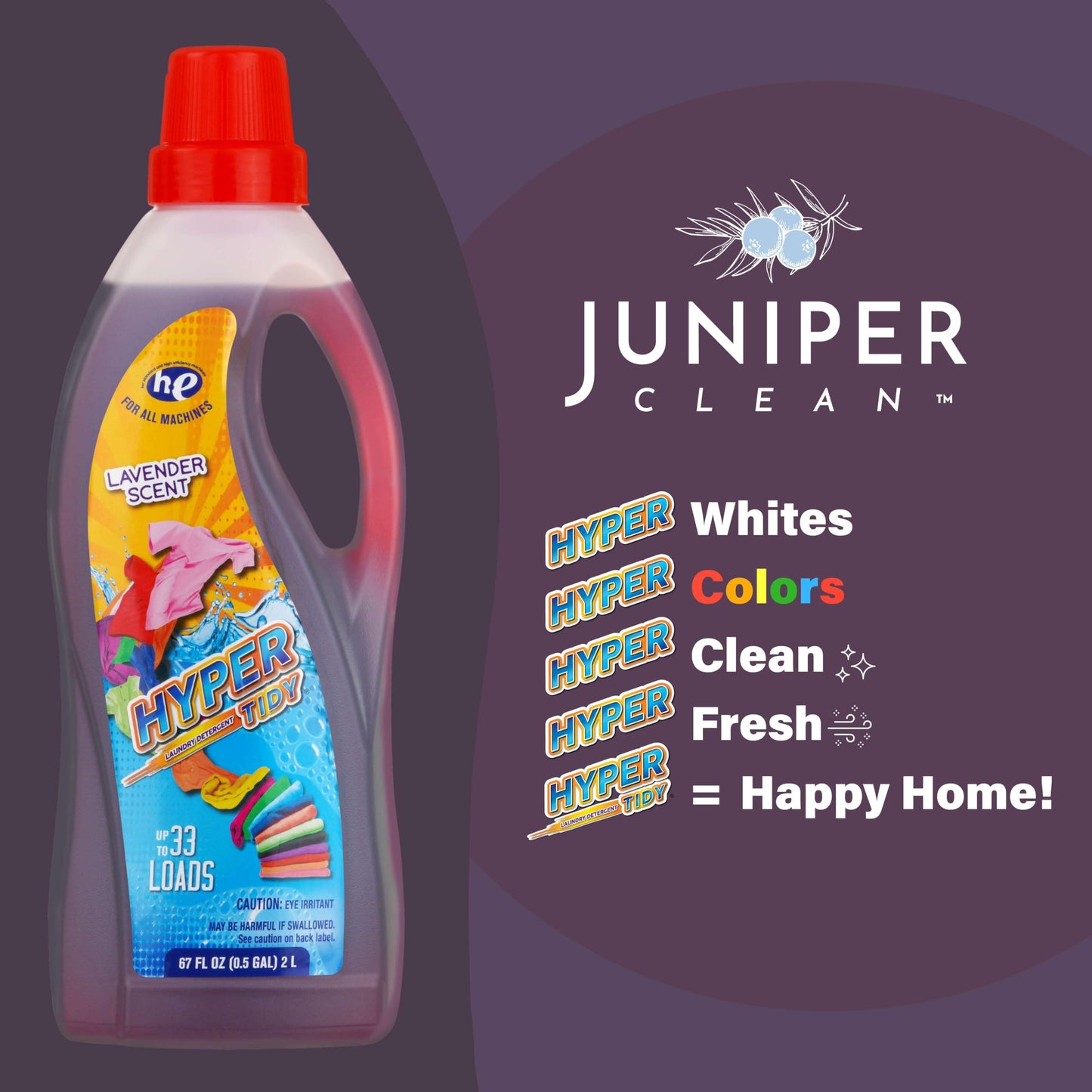 Juniper CLEAN, Liquid Laundry Detergent, All Clothes, 33 Loads, Fresh Sunshine Scent, 67 Fl Oz / 2 L (Pack of 1)