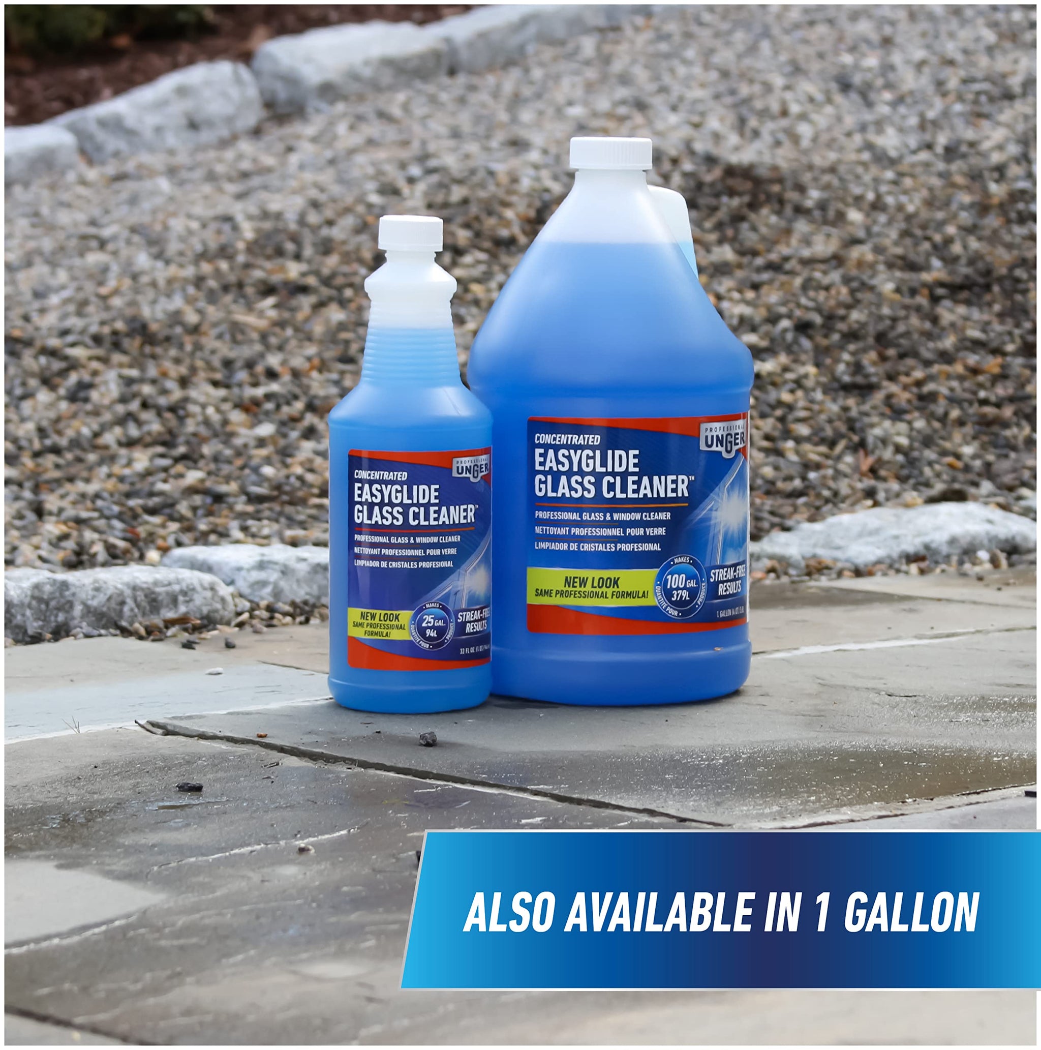 Unger Professional Streak-Free EasyGlide Glass Cleaner Concentrate, 32 oz - Ammonia-Free, Makes 25 Gallons of Solution , Safe for Tinted Windows