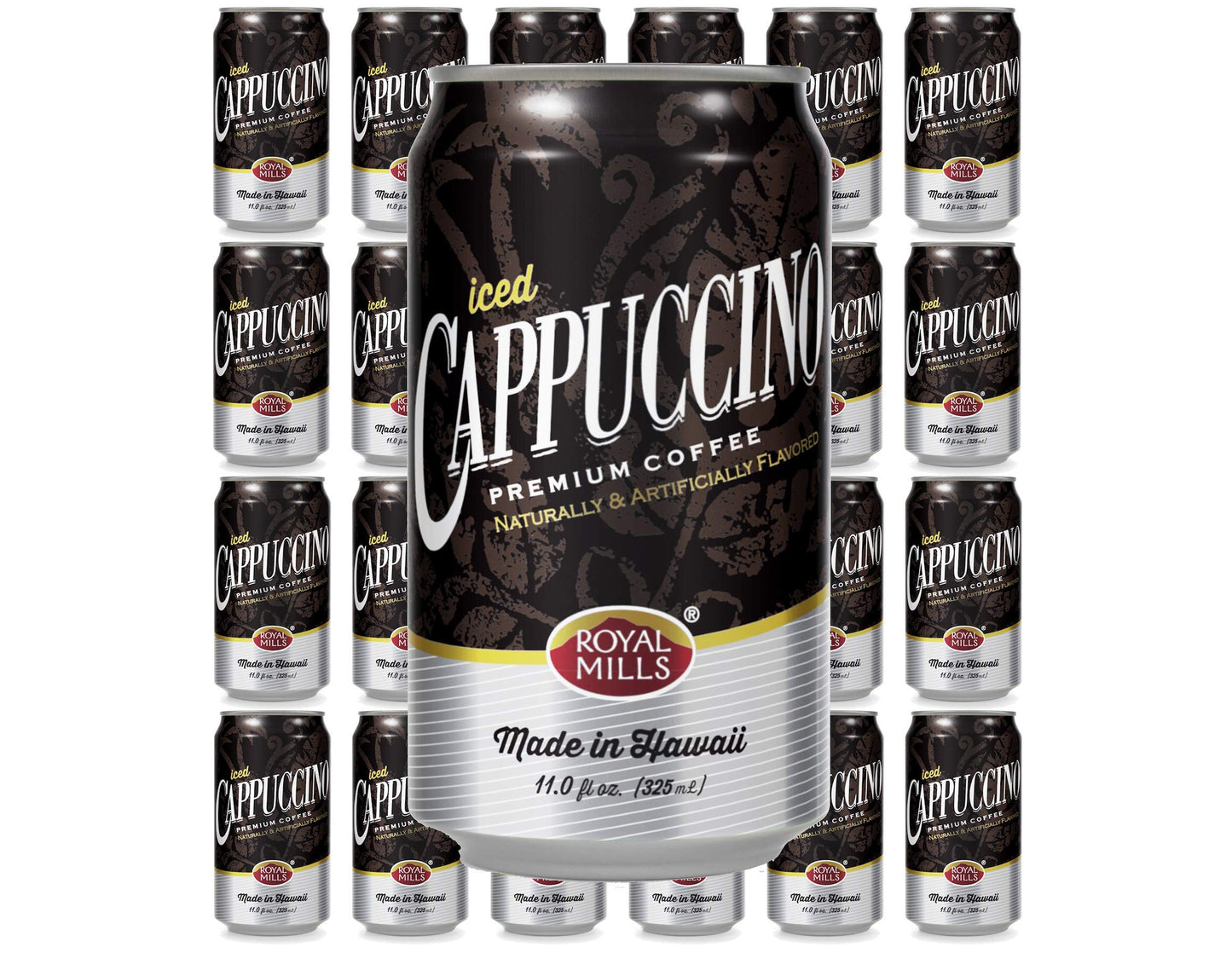 [Pack of 24] Royal Mills Iced Cappuccino, Premium Coffee, Made in Hawaii - 11 Fl Oz