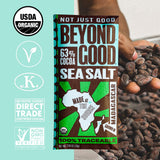 Beyond Good 63% Cocoa Dark Chocolate with Sea Salt | 6 Pack - Chocolate Bars | Organic, Direct Trade, Vegan, Kosher, Non-GMO | Single Origin Heirloom