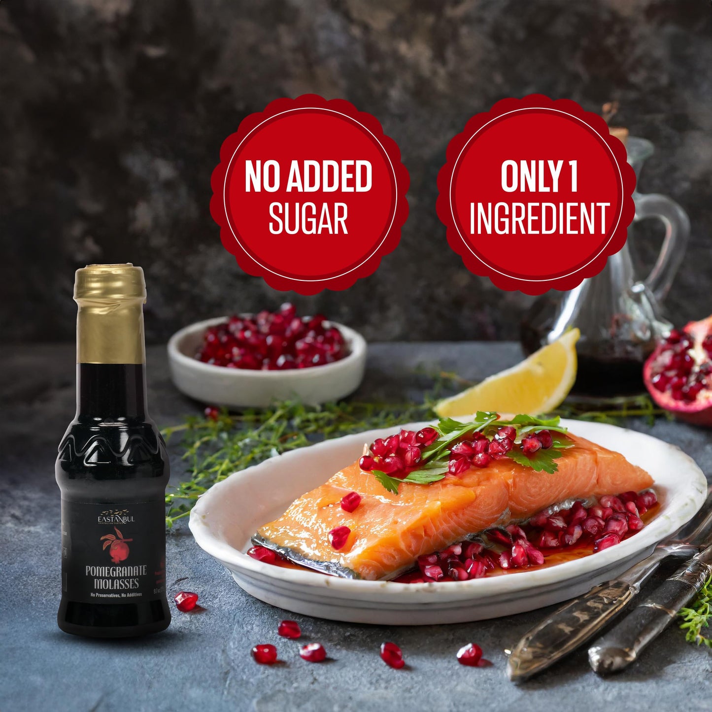 Eastanbul Pomegranate Molasses, 9.7oz, No Added Sugar, Mediterranean Pomegranate Syrup, Nar Eksisi Sweet and Sour Sauce, 100% Natural, Concentrate