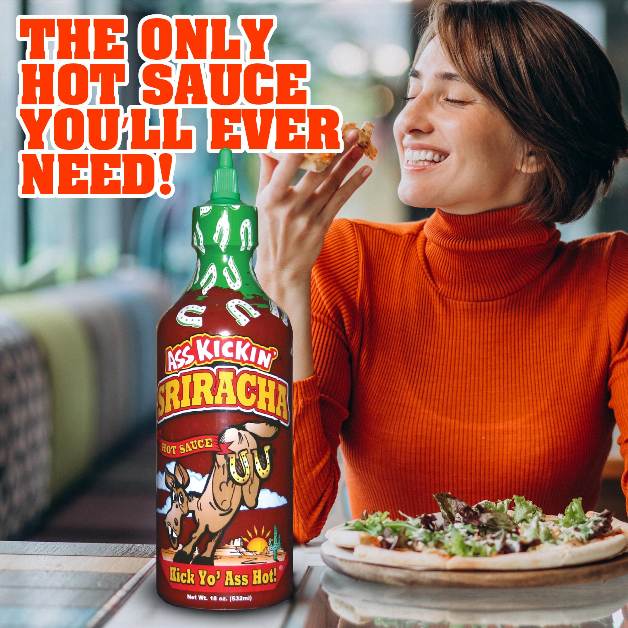 ASS KICKIN' Sriracha Hot Sauce - Sriracha Hot Chili Sauce - Try if you dare - Perfect Gourmet Gift for the Hot Sauce Fan (Sriracha Sauce)