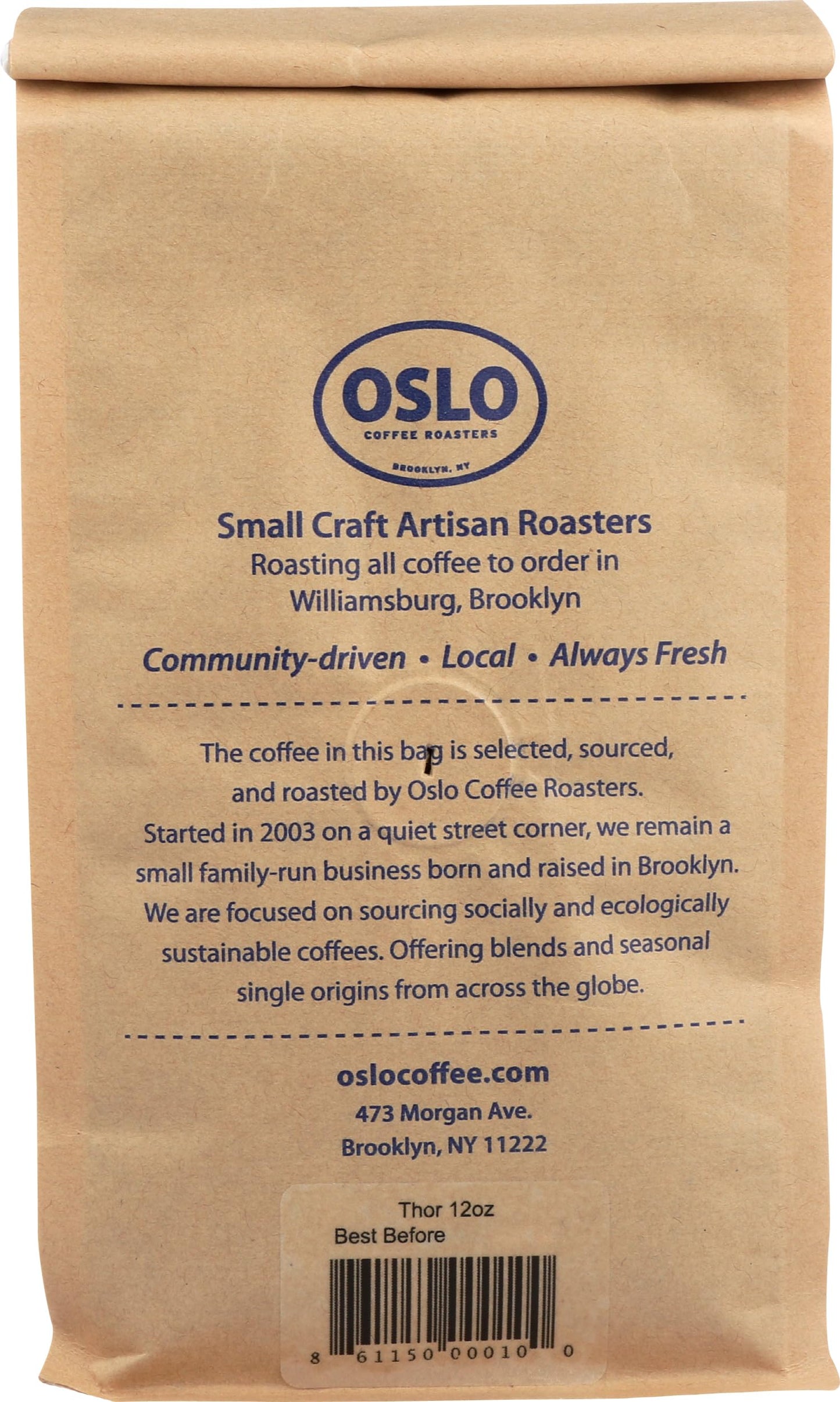 Oslo Coffee Roasters Oslo Thor Blend Coffee, 12 OZ