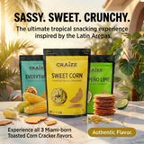 Craize Savory Mix | Sweet Corn x2, Everything, Jalepeno Lime | Gluten Free, Vegan, Kosher, Toasted Corn Crackers | 4 pack, 4 oz each