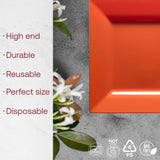 Smarty Had A Party Disposable Plastic Dinnerware, 9.5" Heavy Duty Square Orange Plates for Parties and Events, Bulk Supplies for All Occasions (120