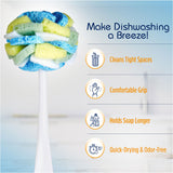 Compac Home Dish SpongeWand Plus Tri Surface Scrubbing Sponge with Cello Foam Scour Sponge Petals, Cleans Dishes, Glassware 360 Scrubber Pads