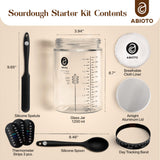 Sourdough Starter Kit with 40 oz Glass Jar - Extra Thermometer Strips and Breathable Covers Included in Sourdough Starter Jar Kit - A Perfect
