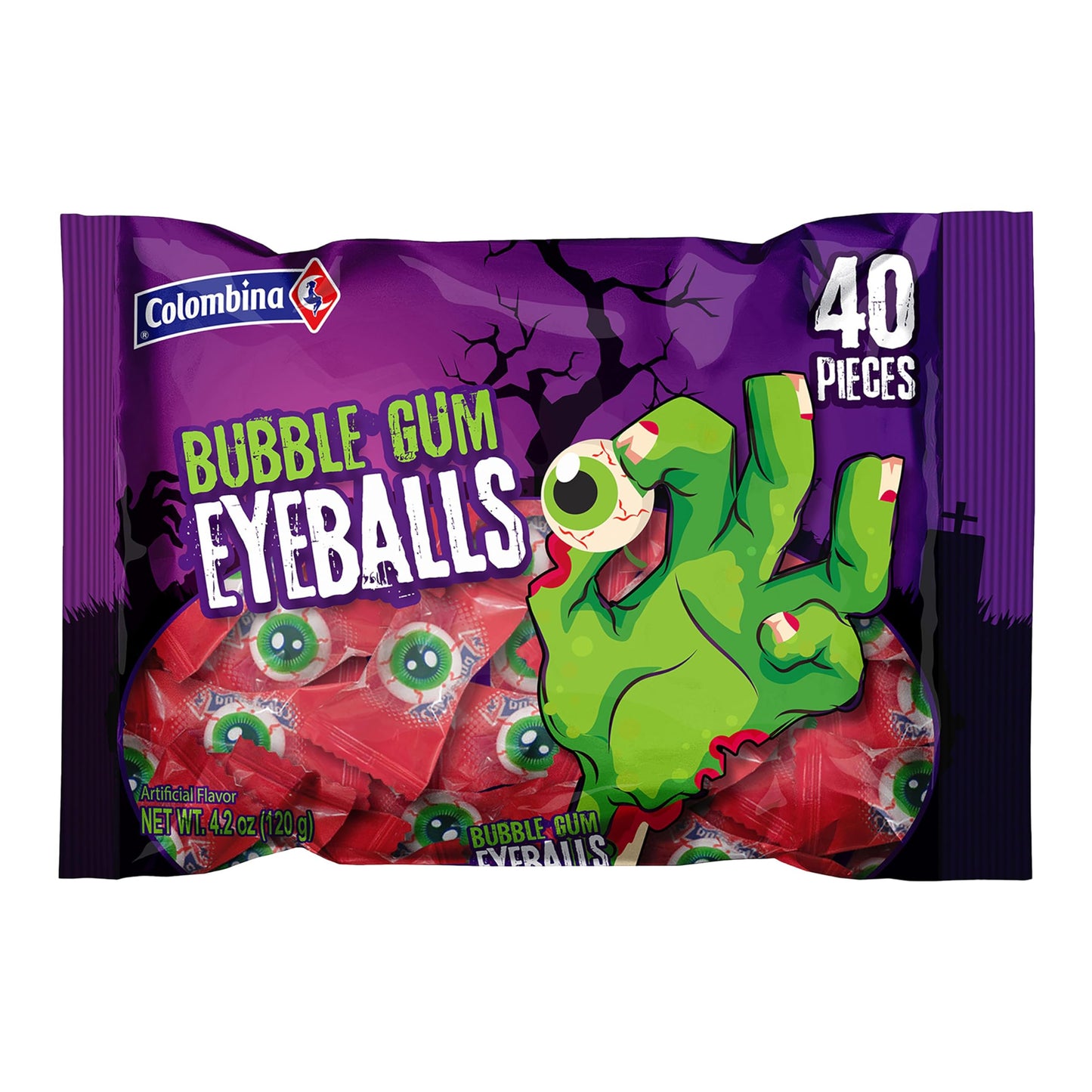 Colombina Scary Eyeballs Bubblegum, Halloween Party Favors, 40 Count (Pack of 1)