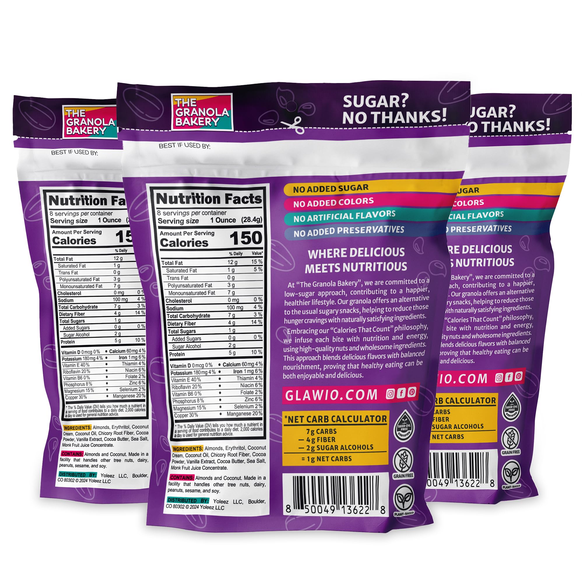 THE GRANOLA BAKERY TGB Chocolate Almond Keto Nuts, 1g Net Carb, No Added Sugar, High Fiber, Gluten Free, Grain Free, Healthy Low Carb Snack, 8oz
