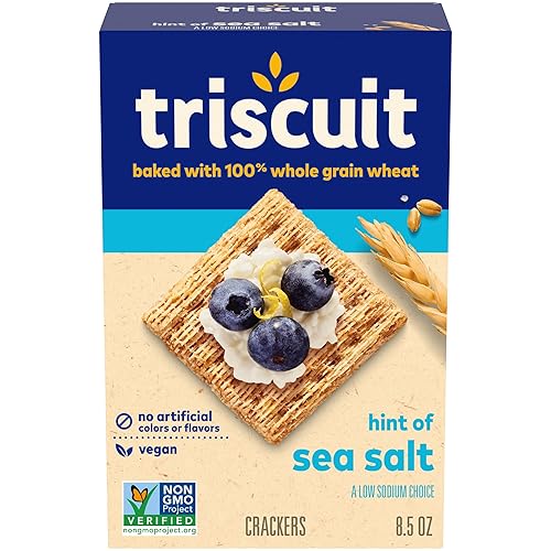 Triscuit Hint of Sea Salt Whole Grain Wheat Crackers, Vegan Crackers, Vegan Snacks, Lunch Snacks, 8.5 oz