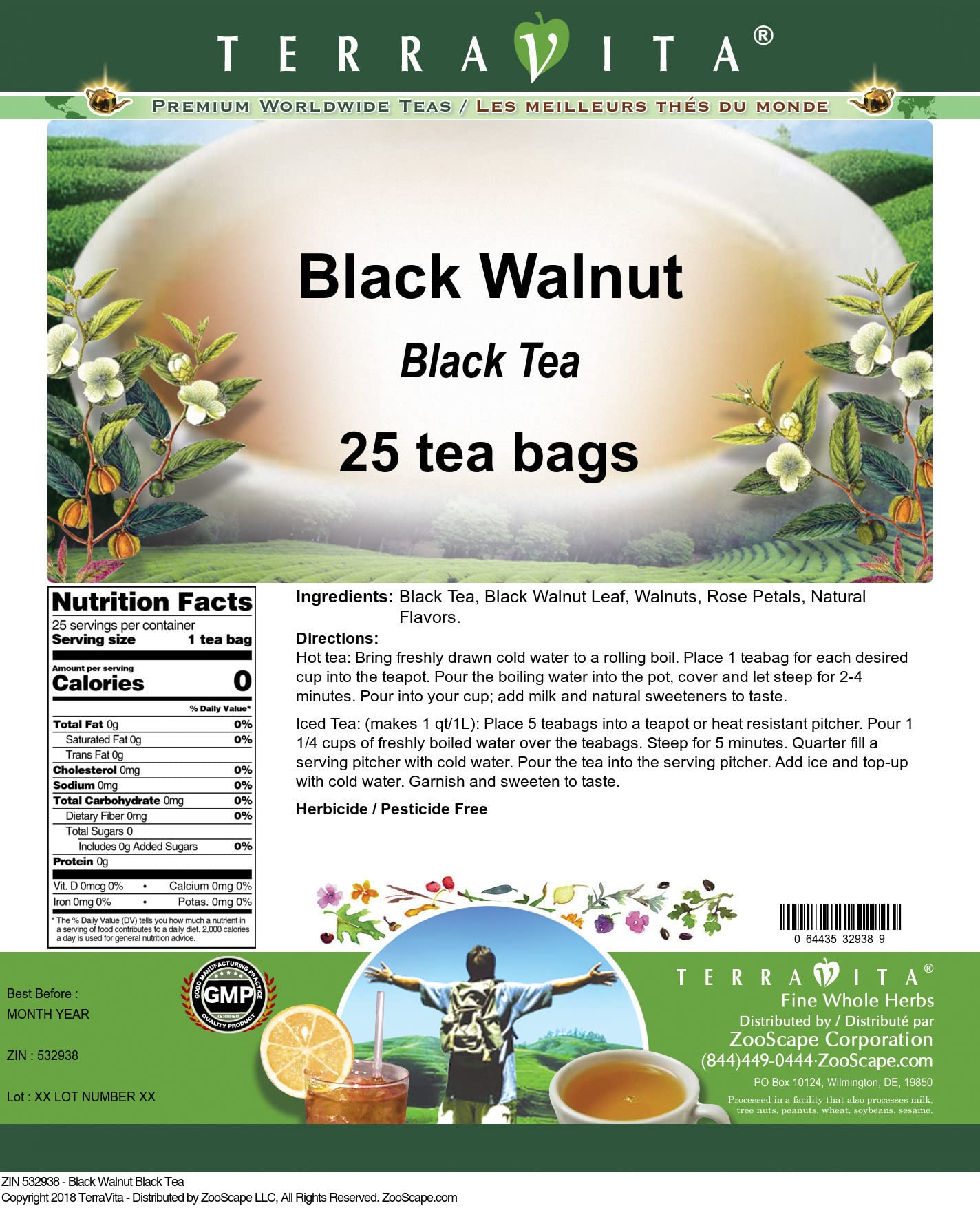 Black Walnut Black Tea (25 tea bags, ZIN: 532938)