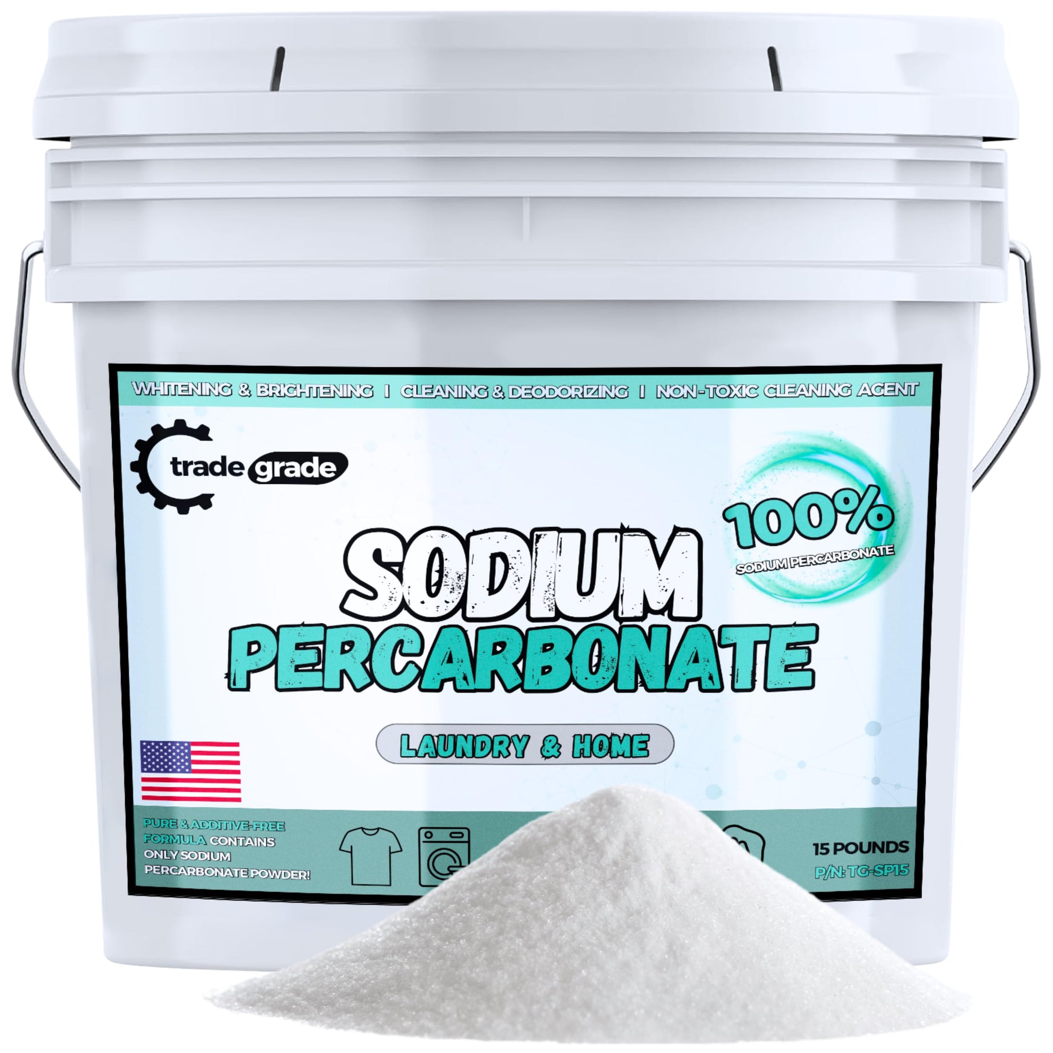 TradeGrade Sodium Percarbonate Powder - Oxygen Bleach Powder for Laundry, Home & Outdoor Cleaning - Unscented Multi-Purpose Cleaner and Stain Remover