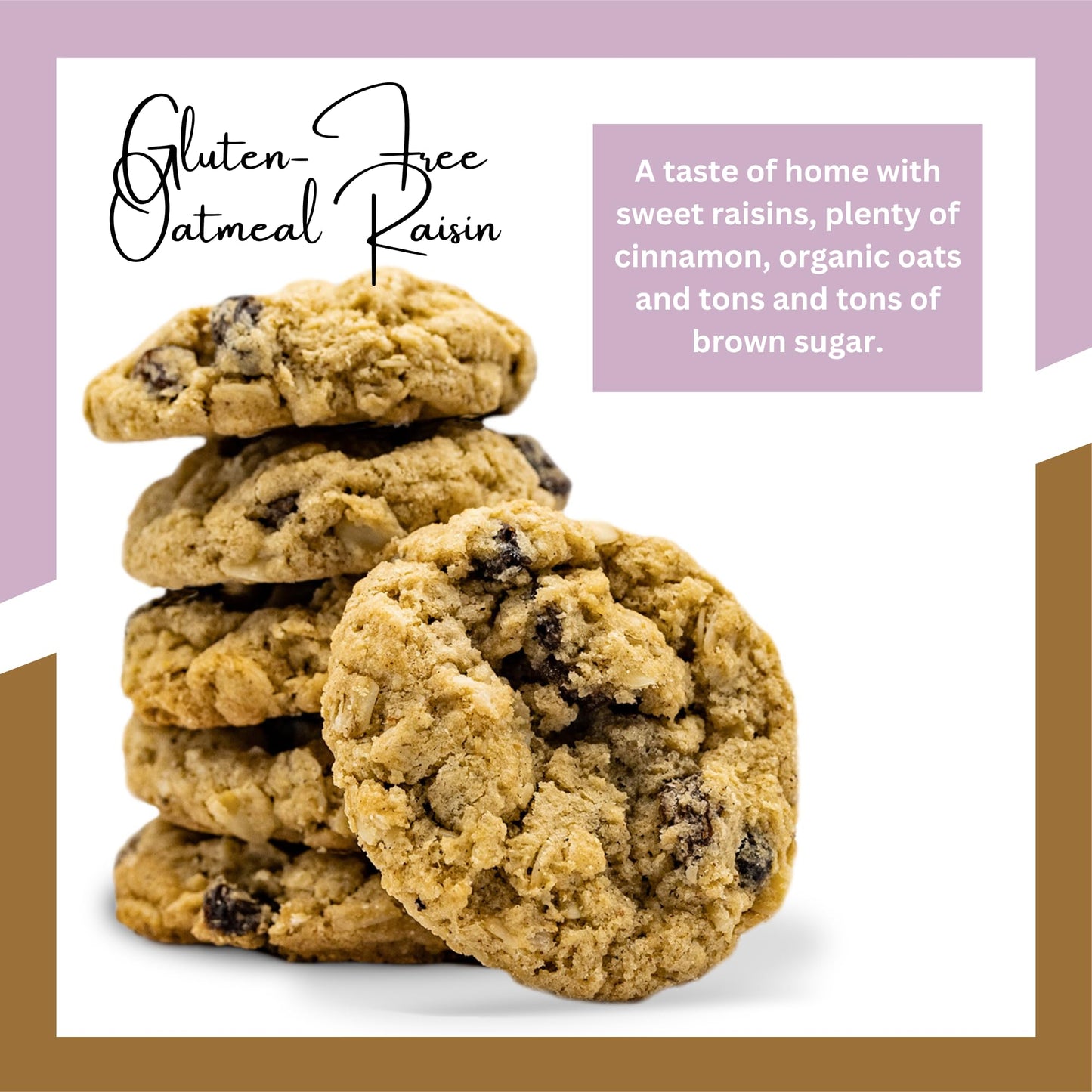 Bell's Reines Gluten Free Oatmeal Raisin Cookies, Soft Gourmet Small Batch, Healthy Snacks, Bakery Fresh 12-Cookie Bag