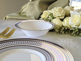 " OCCASIONS " 120 Plates Pack, Heavyweight Disposable Wedding Party Plastic Plates (10.5'' Dinner Plate, Odyssey in White/Blue & Gold)